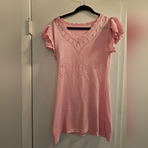 Pink Knit Short Sleeve Top Or Short Dress